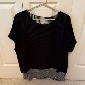 Chico's Black and White Layered Short Sleeve Top